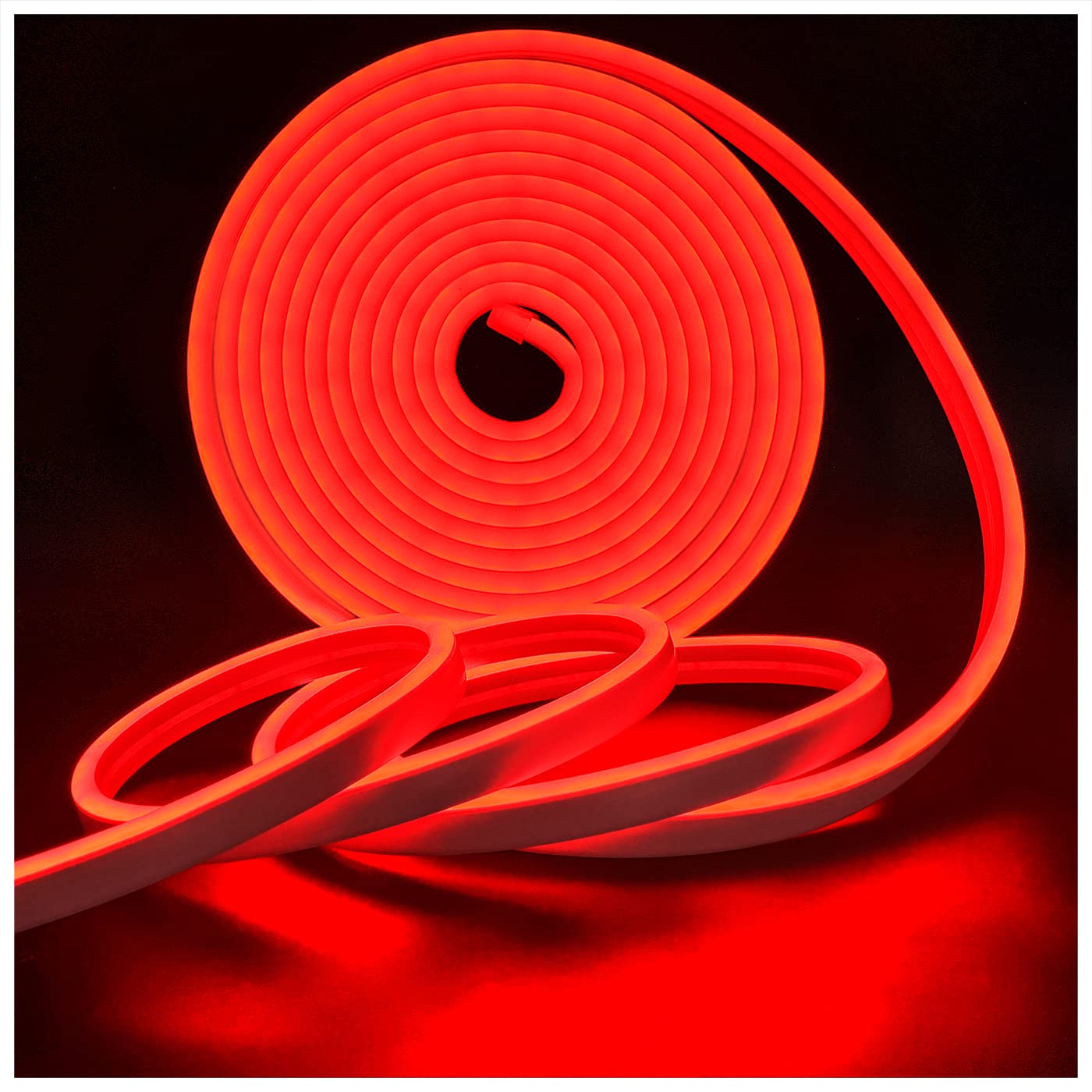 Tesfish Neon LED Strip Lights, DC 12V, 16.4ft 120 LEDs/M Total 600 LEDs Red Flexible Rope Light Strips for Bar, Playroom, Birthday, Christmas Party