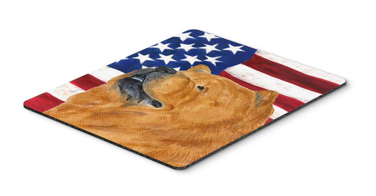 Caroline's Treasures SS4029MP USA American Flag with Chow Chow Mouse Pad, Hot Pad or Trivet for Home Office Gaming Working Computers Laptop Mouse