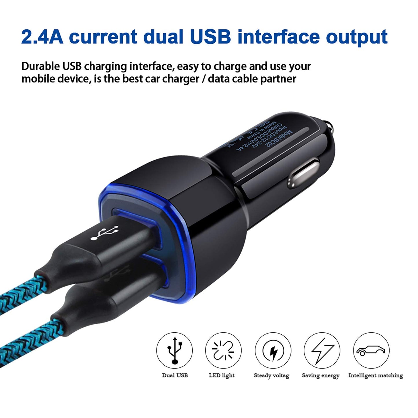 Dual USB Car Charger with Fast Charge Type C USB C Cable Compatible for Moto G Power,G Stylus,G Fast,G7 G8 G9 Play Power Plus,G7 Supra,G6 Plus,Samsung
