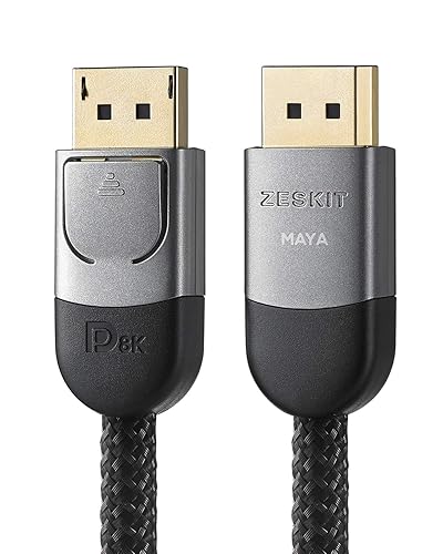 Zeskit Maya Certified DP 1.4 Cable, 4K 120Hz 8K 60Hz 1440p 144Hz 240Hz HDR 32.4Gpbs HBR3 (10ft, Braided Jacket)