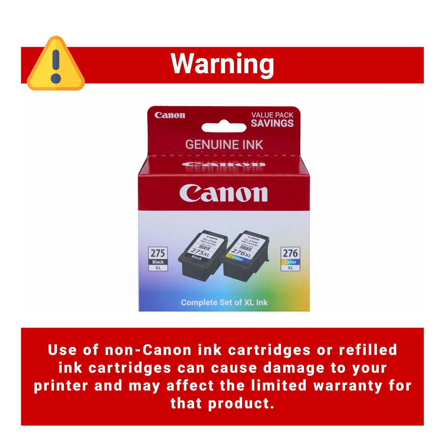 Canon PG-275 XL / CL-276 XL Genuine Ink Value Pack (2 Cartridges), Compatible with TS3520/3522/4722/3720/3722, TR4720