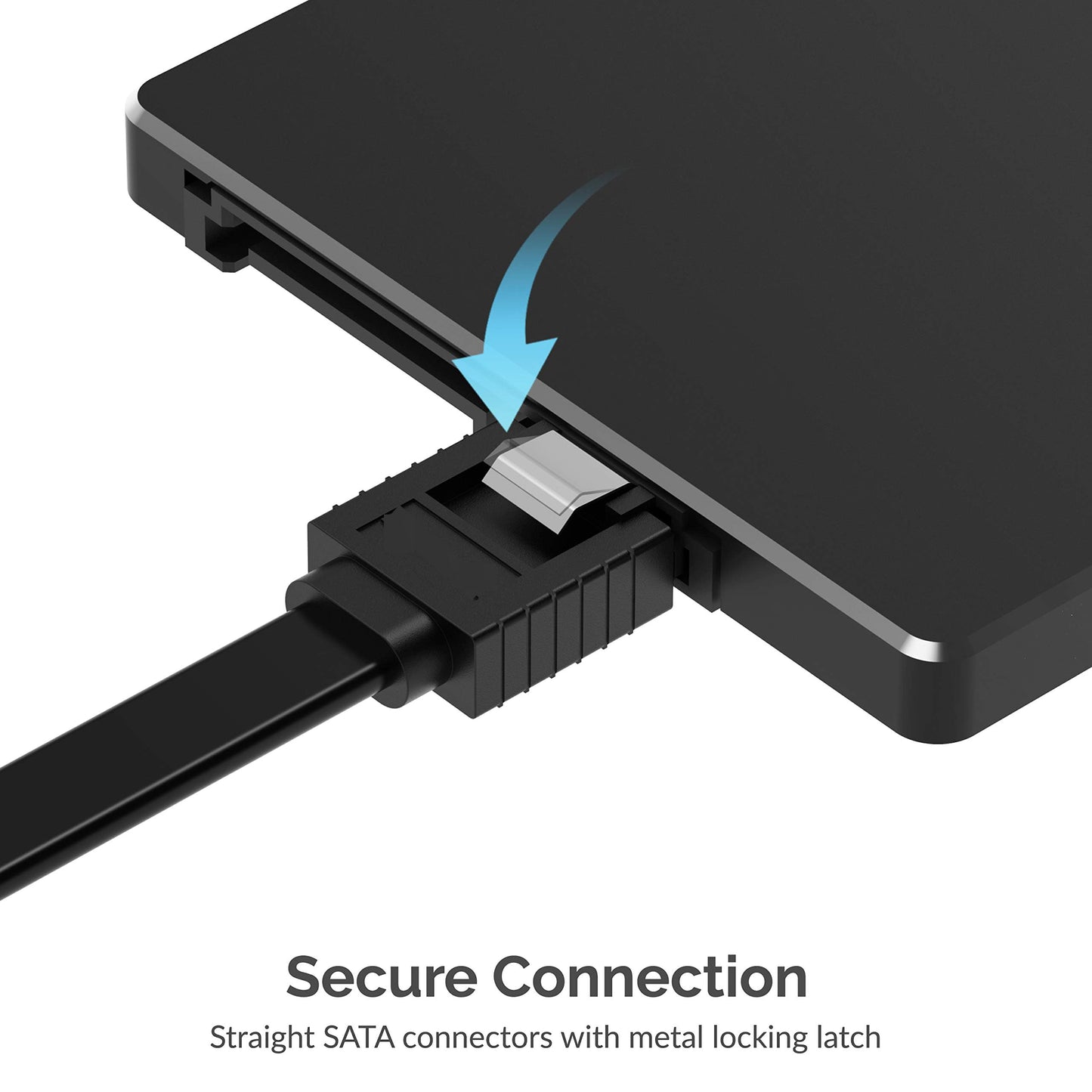 qintxgrtysen SATA Cable III,1 Pack SATA Cable III 6Gbps Straight HDD SDD Data Cable with Locking Latch 50CM& 19.6inch Compatible for SATA HDD