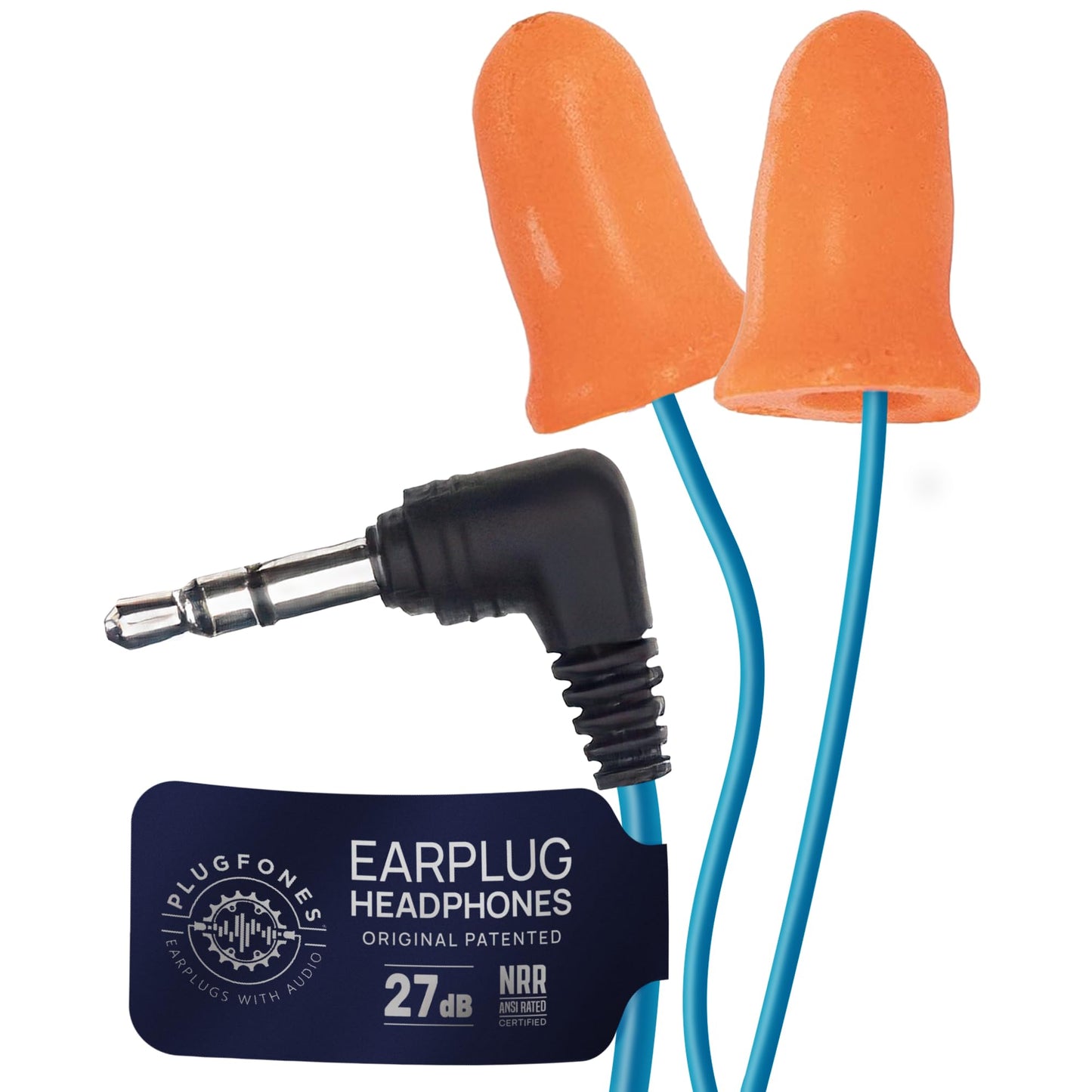Plugfones Basic Earplug Headphones Earplug-Earbud Hybrid 27 dB Noise Reduction Rating OSHA Compliant Hearing Protection Earphones Noise Reducing Work