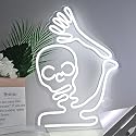 Britrio Skull Halloween Decoration LED Neon Sign Skeleton Wall Art Decor Light for Window Entryway Front Porch Door Bedroom Home Party Supply Kids