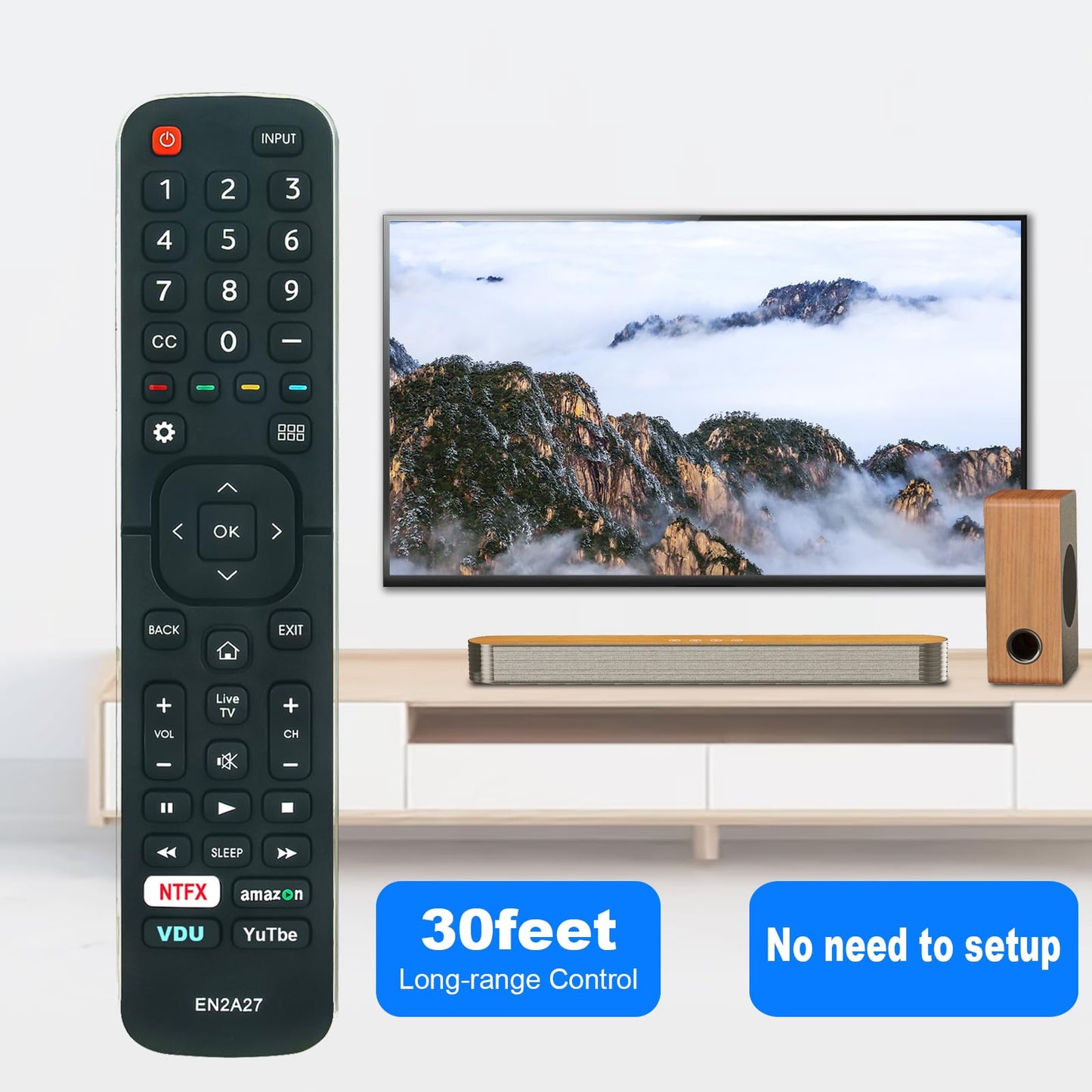 New EN2A27 Replaced Remote fit for Hisense LED TV 55H6B 50H7GB 40H5C 43H5C 43H7C 50CU6000 50H5C 50H6C 50H7C 50H7GB1 50H8C 55H5C 55H6B 55H7B 55H7C