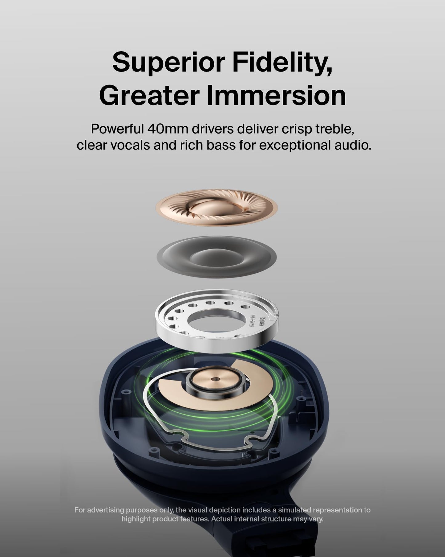 Belkin SoundForm Surround Bluetooth Over-Ear Headphones - Environmental Noise Cancelling Headphones - Wireless w/ 60H Playtime & Soft Ear Cups…