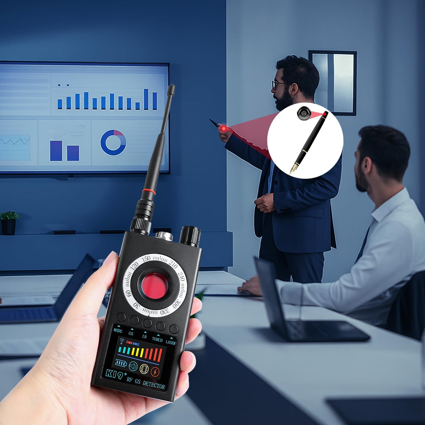 Multi-Functional Signal Detector, Portable Hidden Device Detector with Wireless Signal/GPS Tracking/Infrared Camera Detection & Vibration/Sound Switch