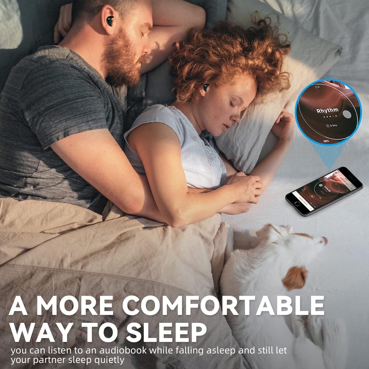 Mudtun Sleep Earbuds Ultra-Thin Wireless Bluetooth 5.3 Earbuds for Side Sleepers, Noise Blocking Sleep Headphones with 6H Playtime, Ergonomic Mini