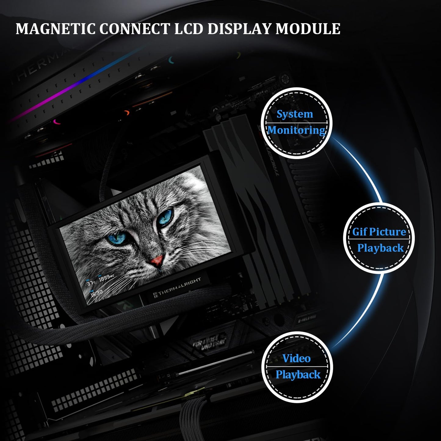 Thermalright Trofeo Vision 360 ARGB Black CPU Liquid Cooler,for AM4/AM5,Intel LGA1851/1700,6.86-inch Full Colour LCD Display with 1280x480