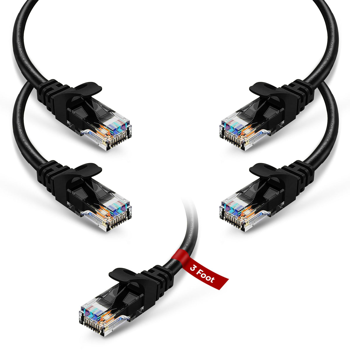 NewYork Cables Cat6 Ethernet Patch Cable 3ft (5 Pack), Snagless Cat6 Patch Cables for Data Centers, 10Gbps, 550Mhz Ethernet Cord, Bare Copper Network