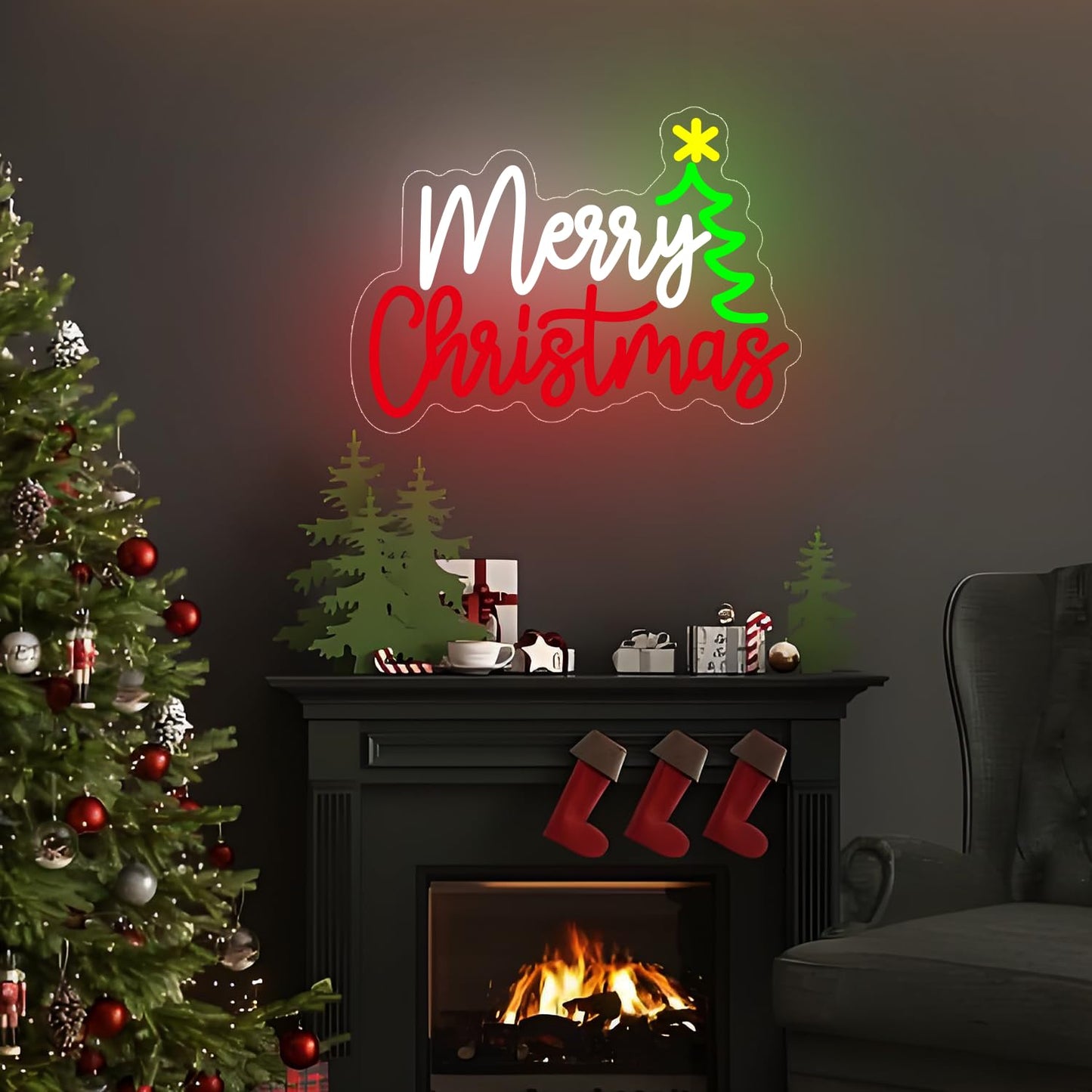 LED Neon Light for Wall Decor - Dimmable Acrylic Neon Sign Merry Christmas Light up Sign for Xmas Party Decor Gifts
