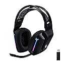 Logitech G733 Lightspeed Wireless Gaming Headset, Suspension Headband, Lightsync RGB, Blue VO!CE Mic, PRO-G Audio - Black, Gaming Headset Wireless
