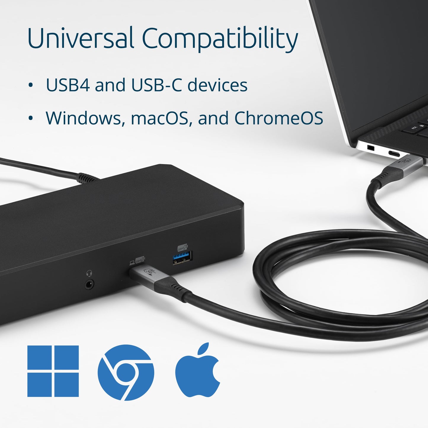 Kensington USB4® Cable 1.5m, 80Gbps, Supports up to 8K Video, up to 240W Power Delivery (PD 3.1), Compatible with USB-C Docking Stations (K32301WW)