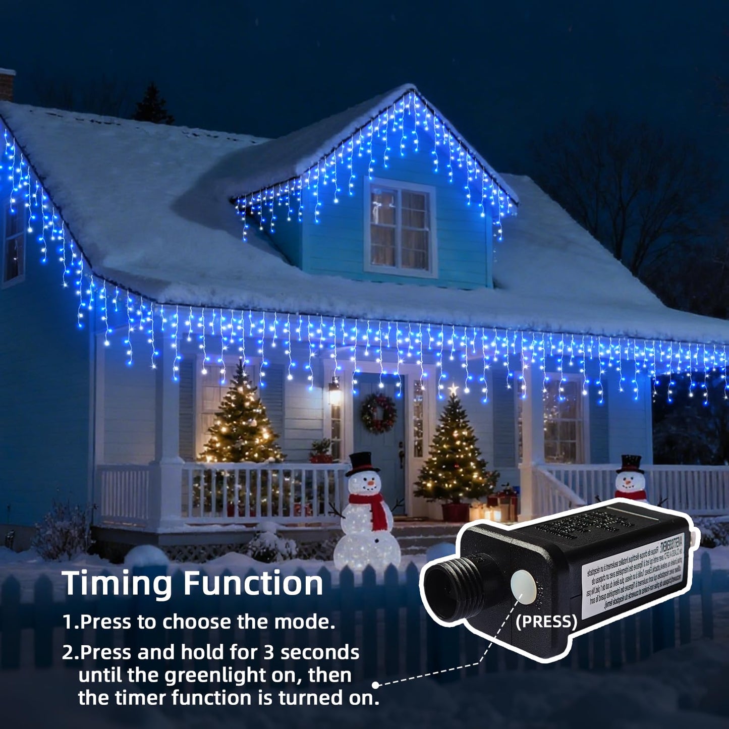 BYIZO Christmas Outdoor Icicle Lights - 480 LED 66+33 FT 8 Modes Curtain Fairy String Light Plug in, Waterproof for Eaves Yard Holiday Xmas Holiday