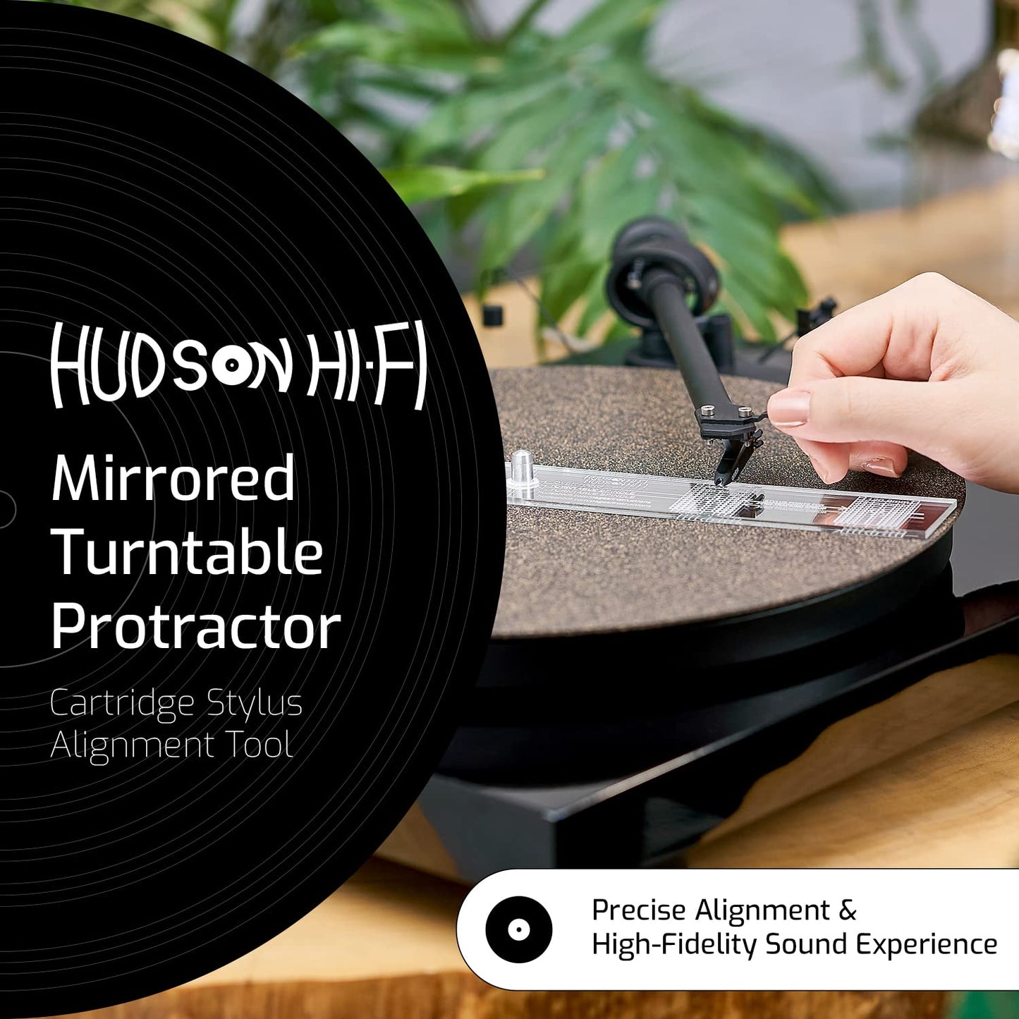 Turntable Phonograph LP Phono Cartridge Stylus Alignment Protractor Tool - Mirrored (VTA Sold Separately)
