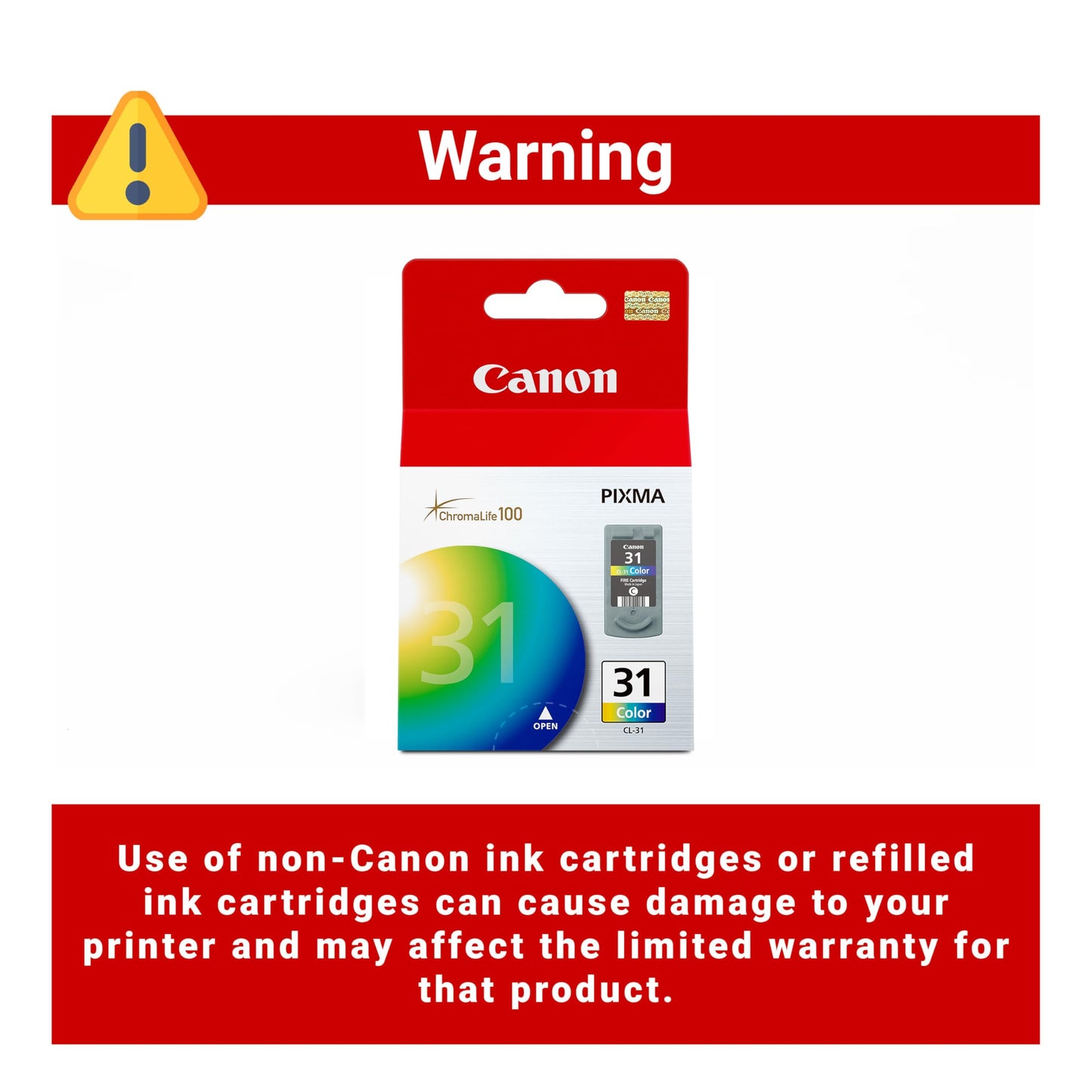 Canon CL-31 Genuine Color Ink Cartridge, Compatible with iP2600/1800, MX310/300/210/MP470/140/190