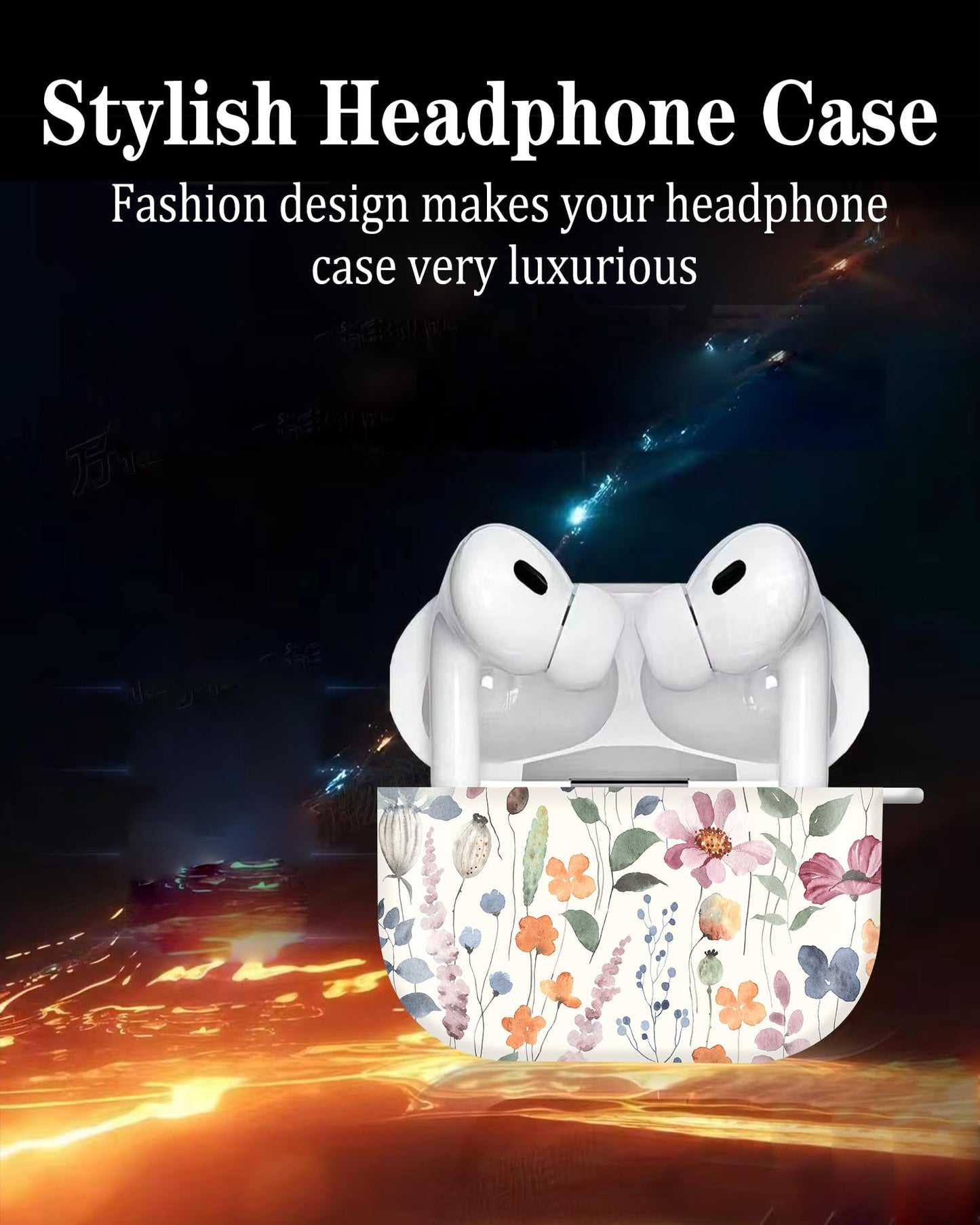 Compatible with Airpod pro 2nd/1st Generation Case Cover with Gold Round Keychain Cute Pattern Hard & Anti Slip Cover for Men Women & Girls(Cute