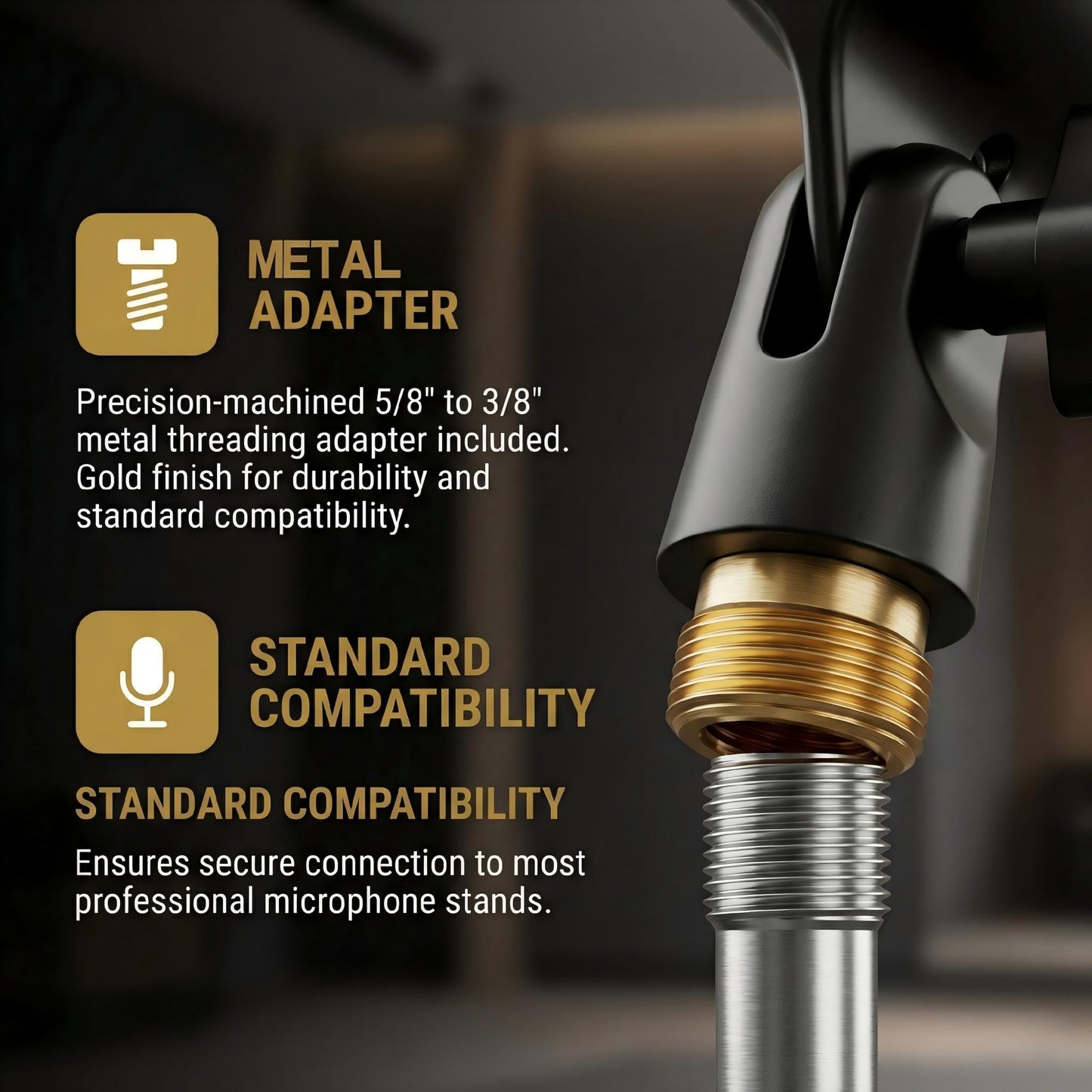 Mictop Upgraded Adjustable Microphone Clip, Universal Mic Clip Holder for Mic Stand, Compatible with Dynamic Microphone, Come with 5/8" to 3/8" Screw