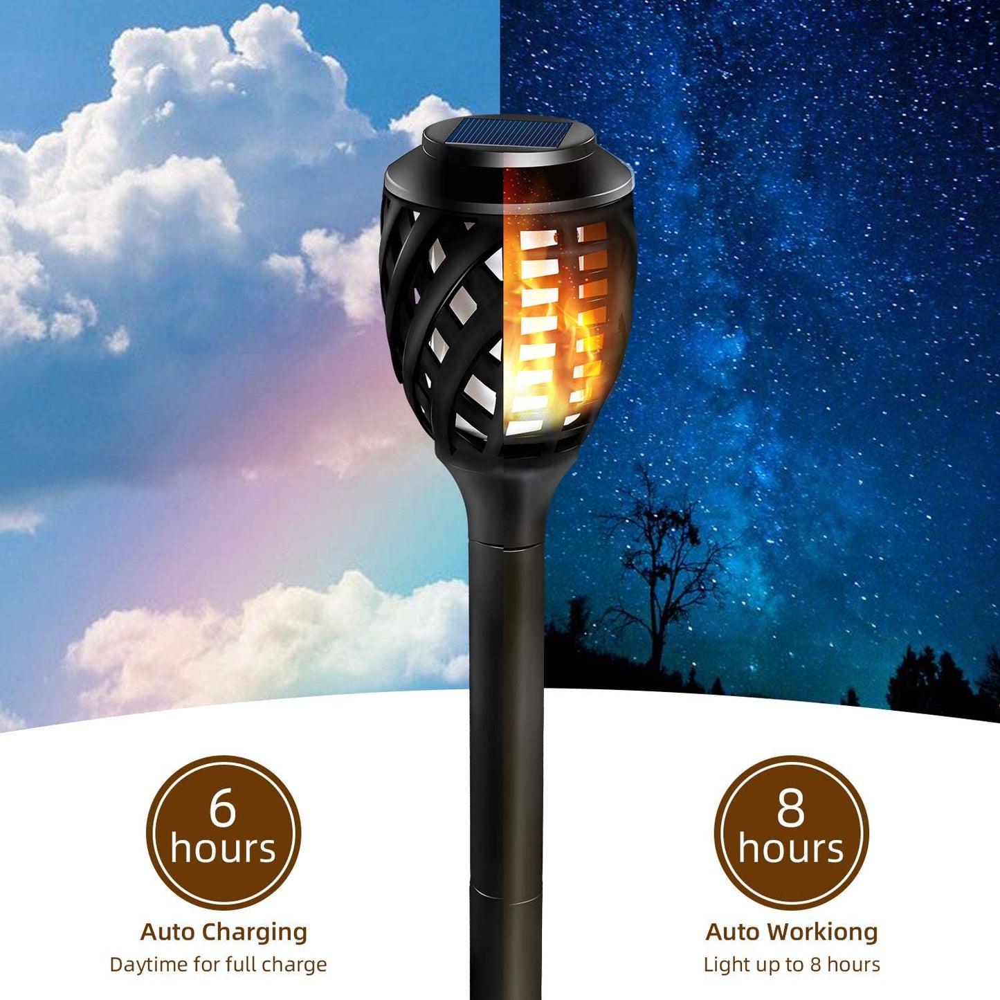 Grand patio Outdoor 8 Packs Solar Lights, Water-Resistant Flickering Flames Torch Light, Landscape Decoration Lighting for Garden Yard
