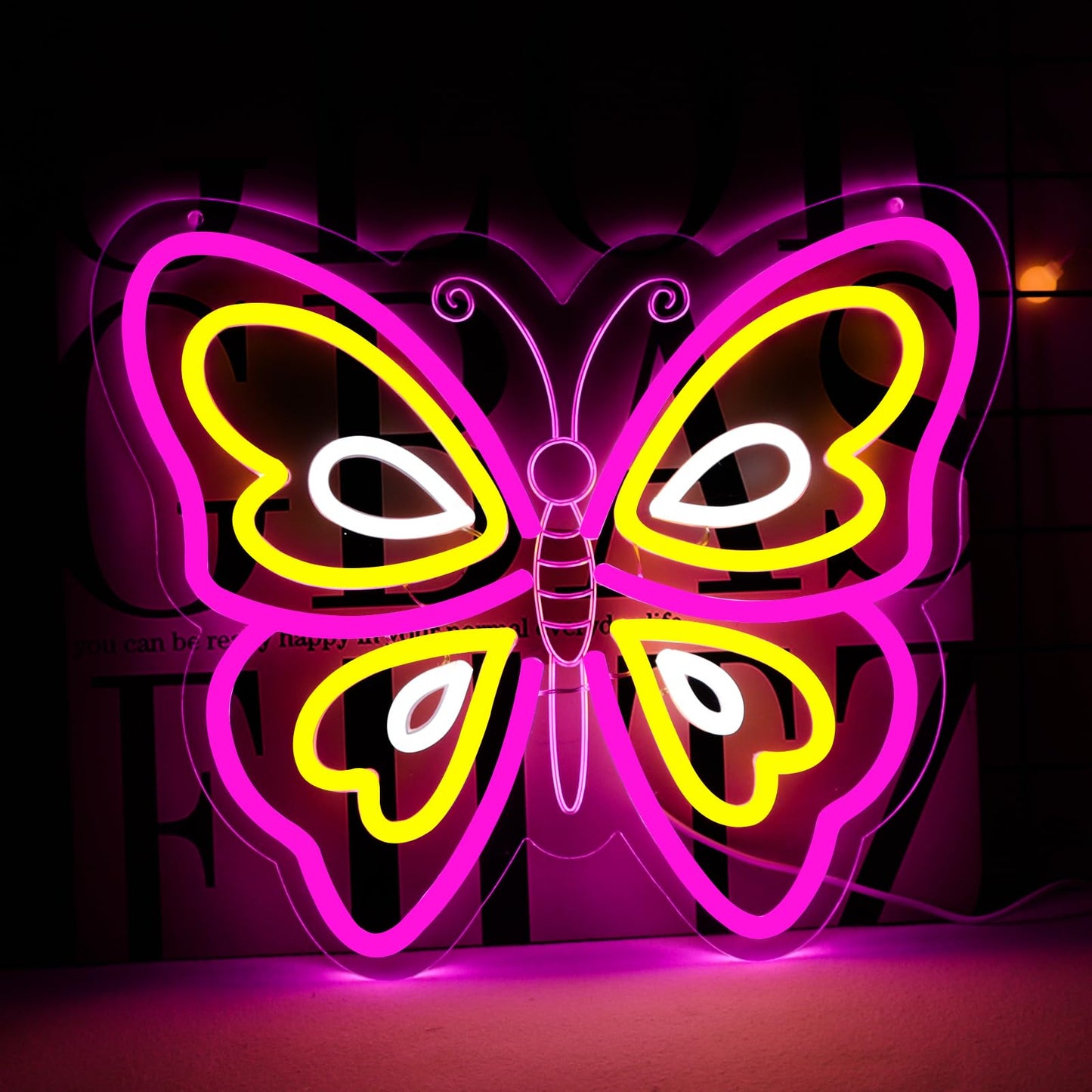 Butterfly Neon Sign for Wall Decor,Led Lights for Party Decorations,Dimmable Butterfly Wall Decor, Neon Sign for Girls Bedroom Bar Wedding Birthday