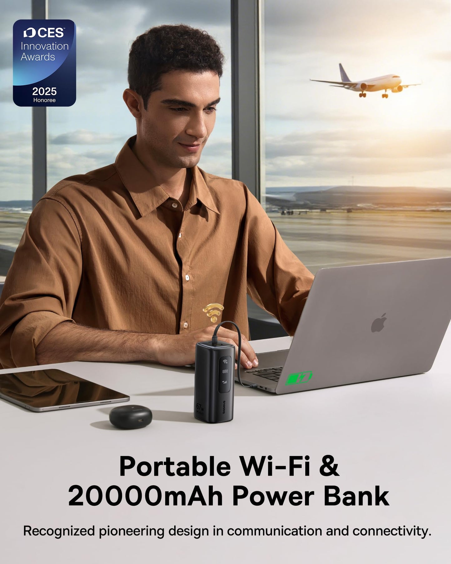 Baseus 4G LTE Mobile Hotspot & 20000mAh 67W Power Bank 2-in-1, Portable WiFi for Travel in 150+ Countries, No SIM Card, No Contract, 10 Devices