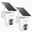 ieGeek 2 Pack S5 Solar Security Camera Wireless Outdoor - 2K 3MP WiFi Camera with Removable Solar Panel, 360° Pan Tilt, Color Night Vision, AI