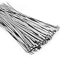 Metal Zip Ties (100PCS 11.8 Inch), 304 Stainless Steel, Heavy Duty Self-locking Cable Ties, for Exhaust Wrap, Chain Link Fence Parts, Heat Resistant