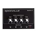 Rockville RHPA4 4-Channel Headphone Amplifier, Stereo/Mono Switch, Dual 1/4" and 3.5mm Outputs per Channel, USB Power, for Studio and Podcast