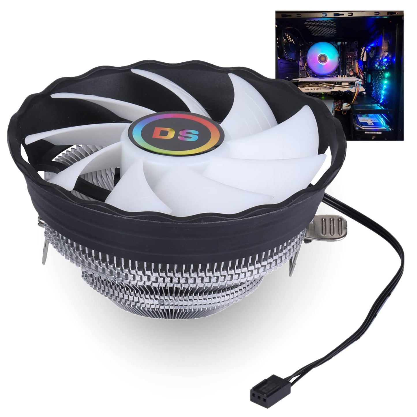 DS leddess 120MM CPU Fan- 1500RPM Aluminum Extruded Cooling Fan with Fixed RGB, Compatible with Intel LGA 1155/1151/775/1366 (2ND C Series)