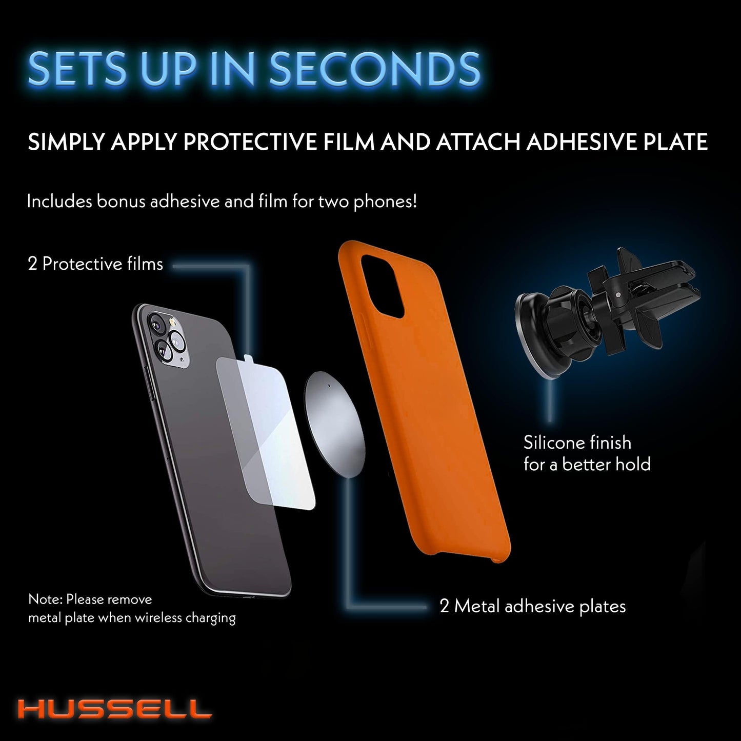 HUSSELL Magnetic Phone Car Mount, Air Vent Phone Mount for Car 360° Adjustable Universal Magnet Phone Holder - Compatible with Any Cell Phone, iPhone