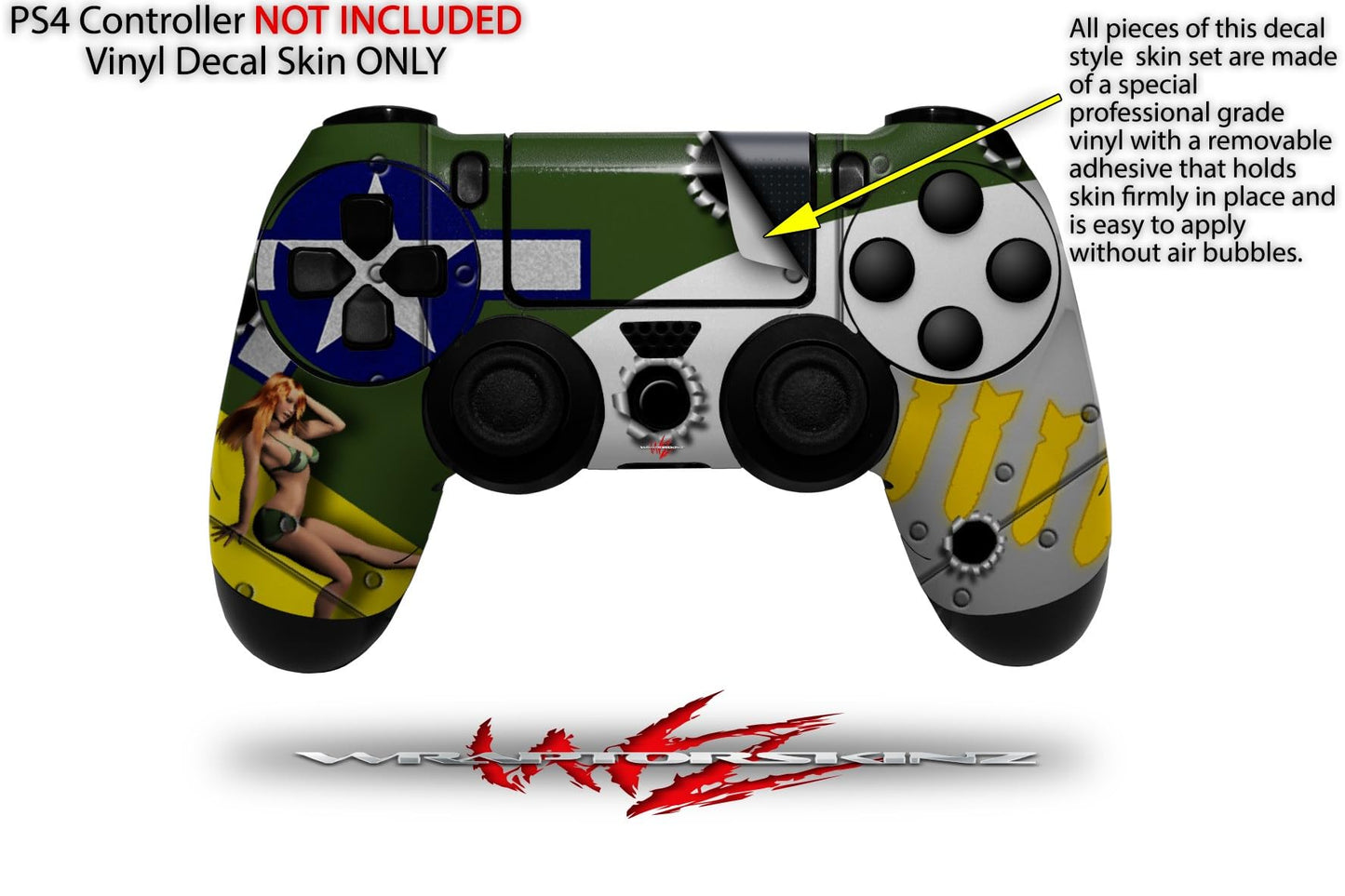 WraptorSkinz Decal Vinyl Skin Compatible with Sony PlayStation 4 Controller WWII Bomber War Plane Pin Up Girl (Controller NOT Included)