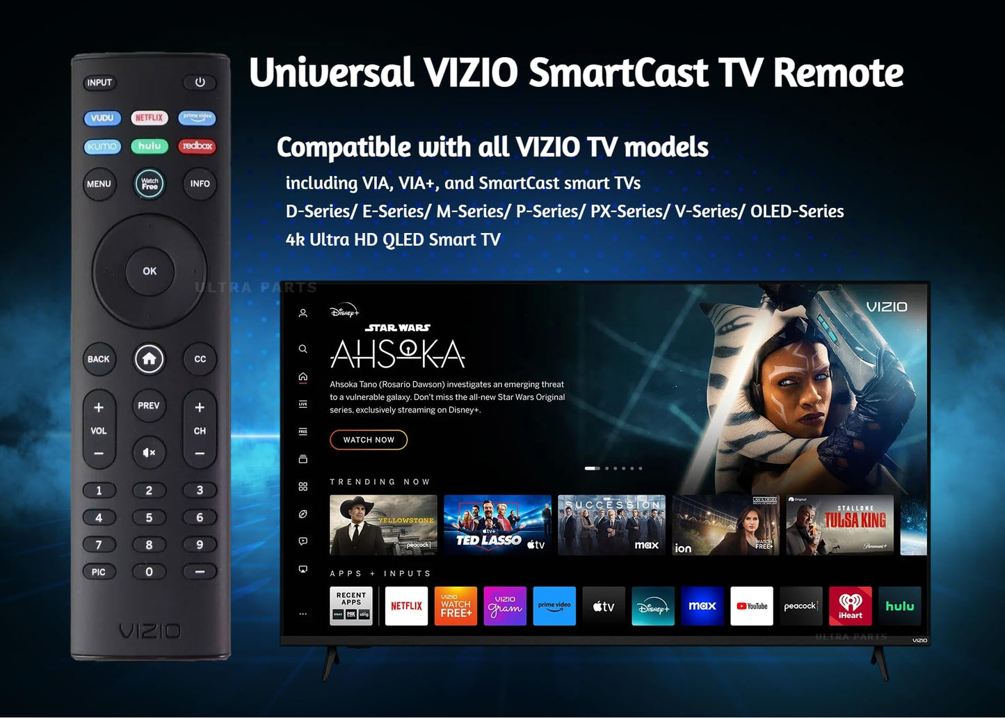 OEM Replacement Remote Control XRT140 for All VIZIO Smartcast D/E/M/P/V/PX Series Smart TVs (Vudu/Netflix/PrimeVideo/Xumo/Hulu/Redbox)