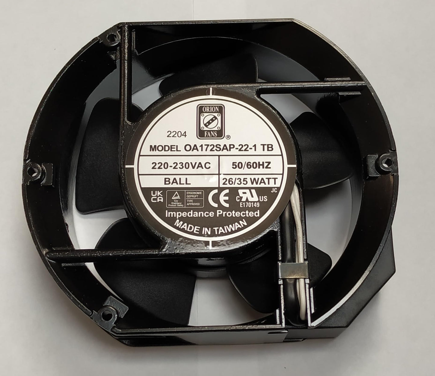 ORIAN FANS 172x51mm 220VAC 35W Ball 235CFM Terminal Computer Fan for Desktop, Graphic Cards, Gaming Console