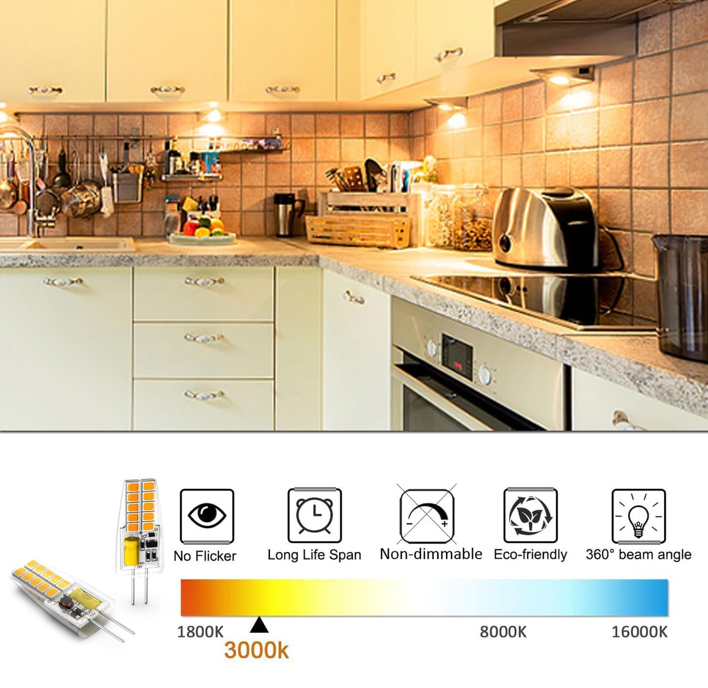 Suiyueshentou 10 Pack G4 LED Bulb JC Bi-Pin Base Light Bulbs 2W AC/DC 12V 20W-30W 360°Beam Angle T3 Halogen Bulb Replacement Landscape Bulbs G4 Bi-Pin