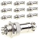 Aviation Plug Connector 10 Pairs Male Female Panel Metal Wire Connector 16mm Socket (8 Pins 10-Pack)