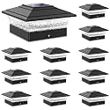 Solar Post Cap Lights Outdoor 12pack, Waterproof Fence Post Lights with 16 Ultra Bright LEDs Fit 4x4 Wood/Vinyl Posts, Black Deck Post Lights