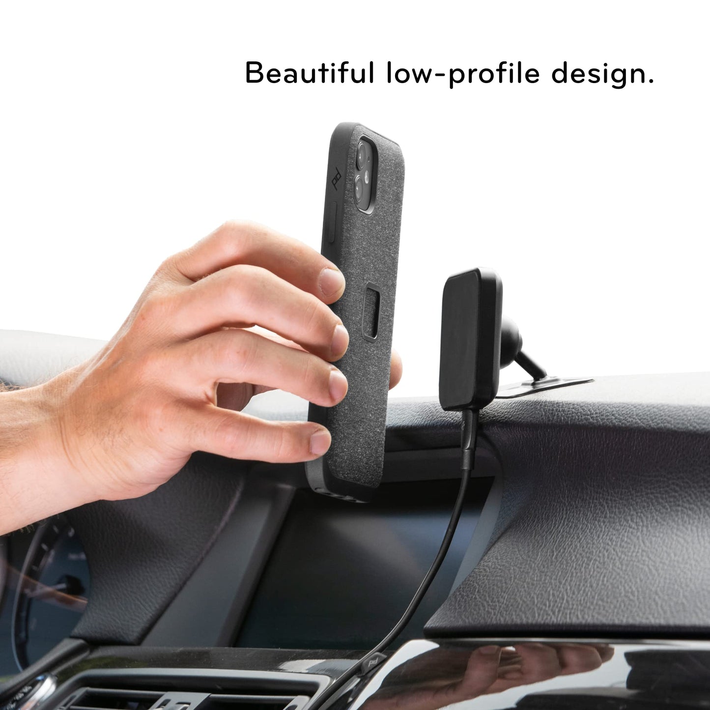 Peak Design Mobile Charging Car Mount, Black, Qi1 Charging, Mounts to Dash or Console, Connects to Mobile Cases, MagSafe Compatible, for iPhone