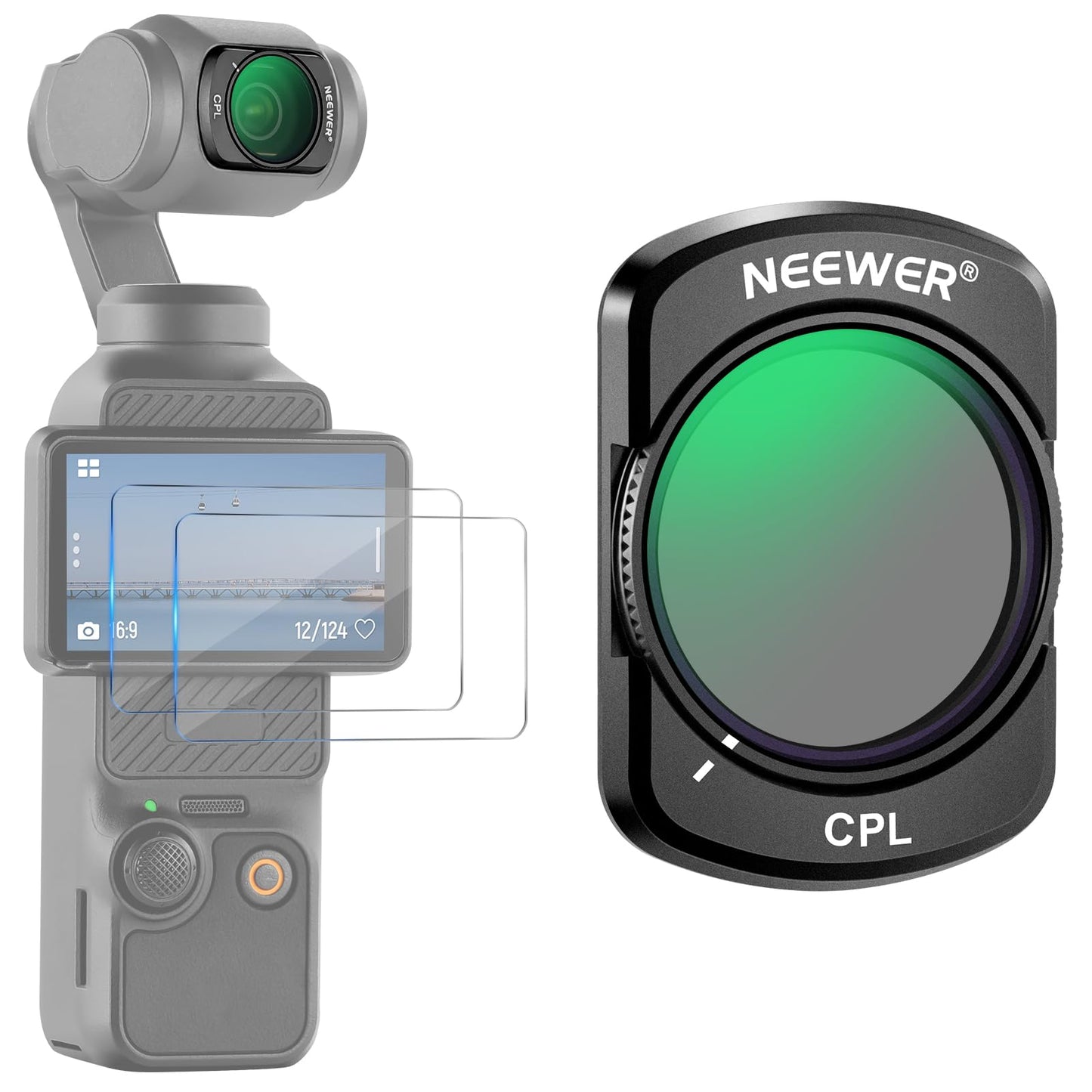NEEWER Magnetic CPL Filter Compatible with DJI Osmo Pocket 3 Creator Combo Accessories, Multi Coated Circular Polarizer Filter Kit with 2 Screen