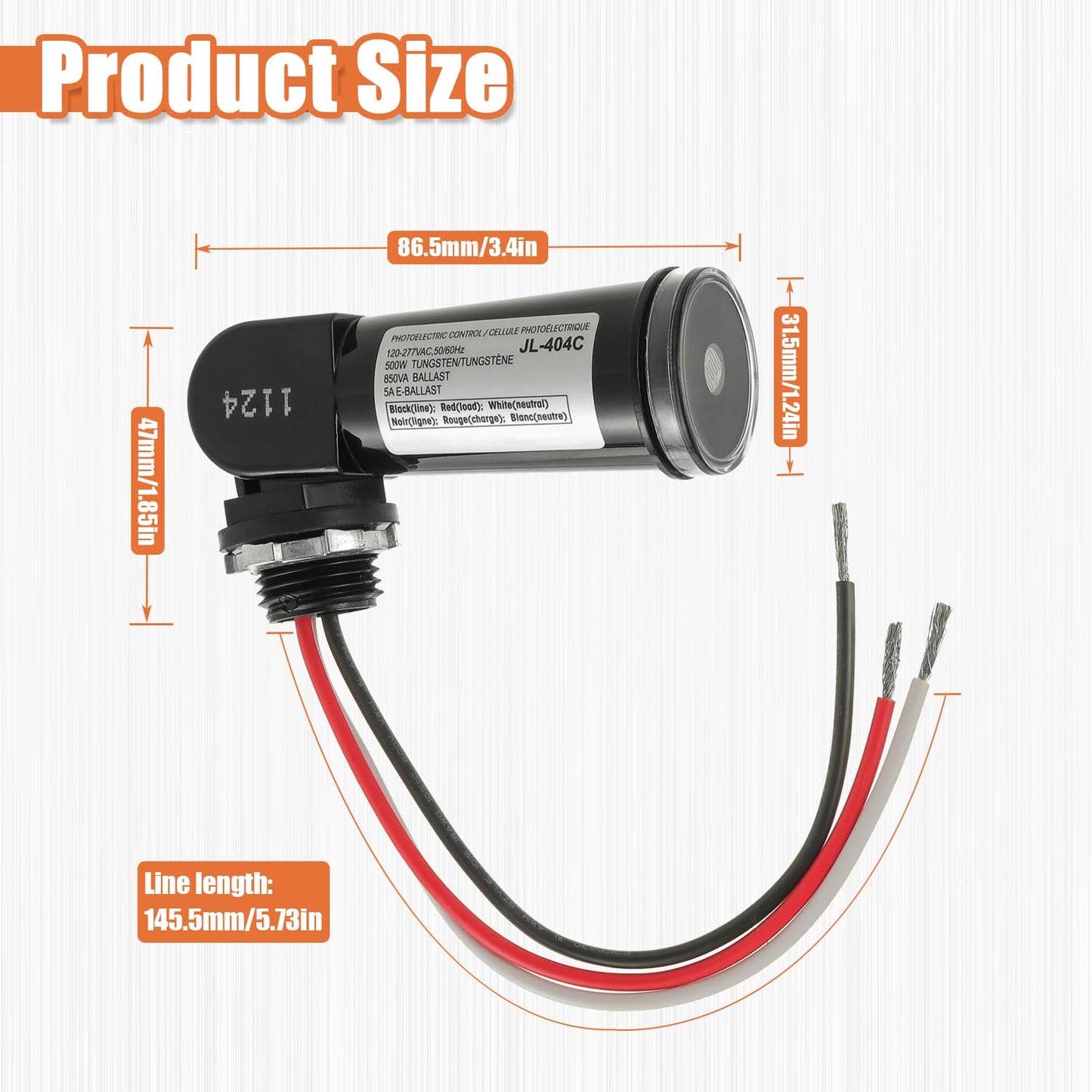 JAMHER 1 Pack 120-277V AC Photocell Light Sensor Light Control Sensor Button Switch IP65 Dusk to Dawn Sensor for Outdoor Lighting Photoelectric Switch