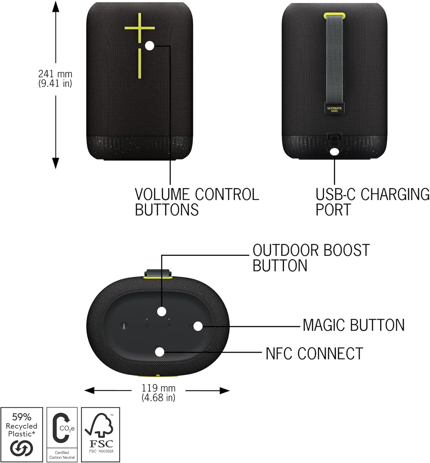 Logitech Ultimate Ears EPICBOOM, Portable Wireless Bluetooth Speaker, Big Bass and Immersive, IP67 Waterproof, Floatable, 17 Hour Battery, 180 ft