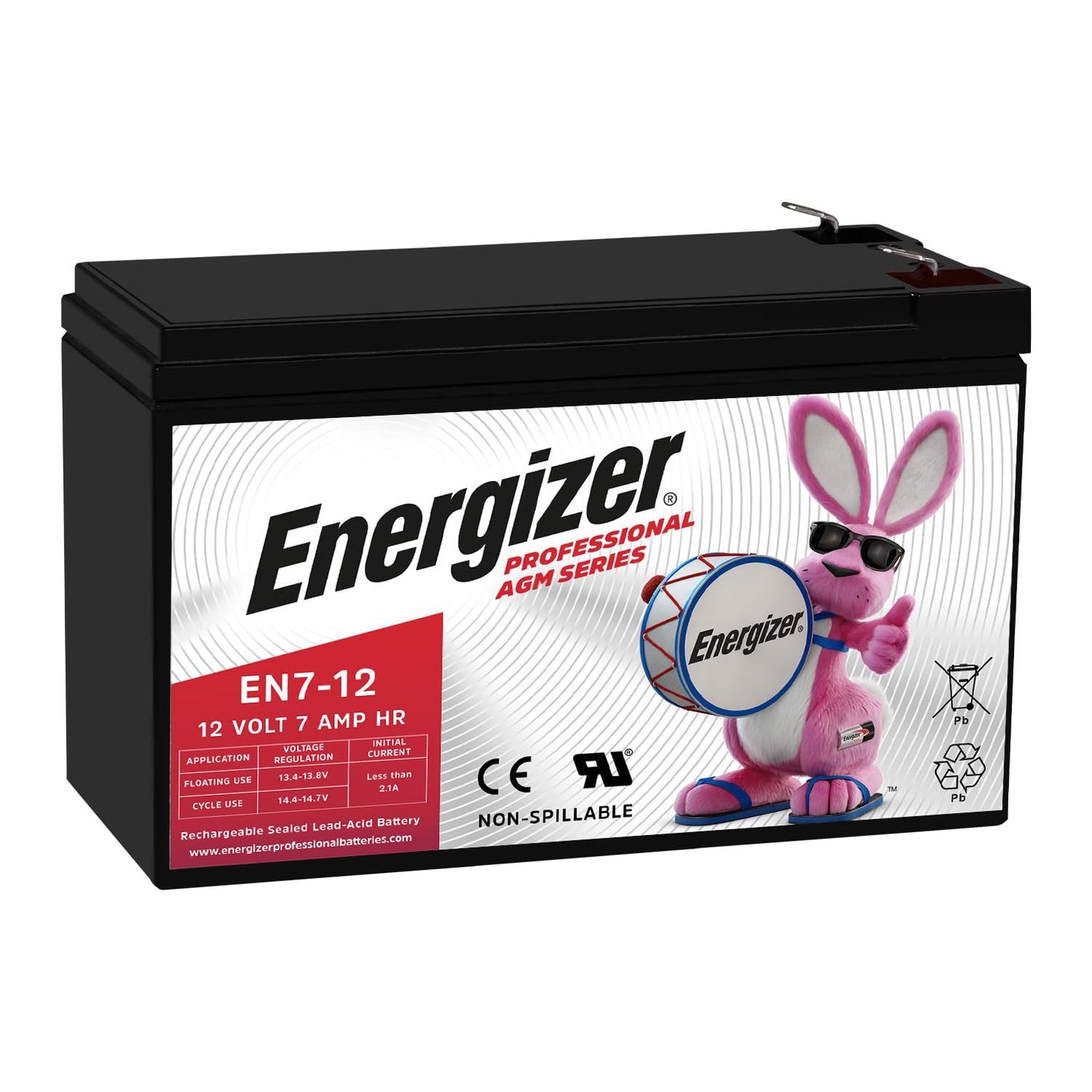 Energizer EN7-12, 12 Volt 7 Amp Hr, Long Lasting Sealed Lead Acid AGM Rechargeable Battery Ideal for Use in Home Alarm Systems, Backup Power…
