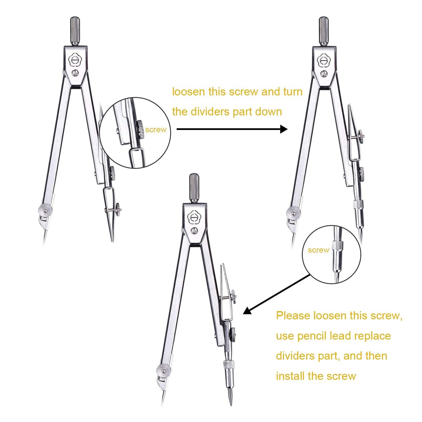 Drawing Compass and 6 Inch Protractor, Student Geometry Math Set