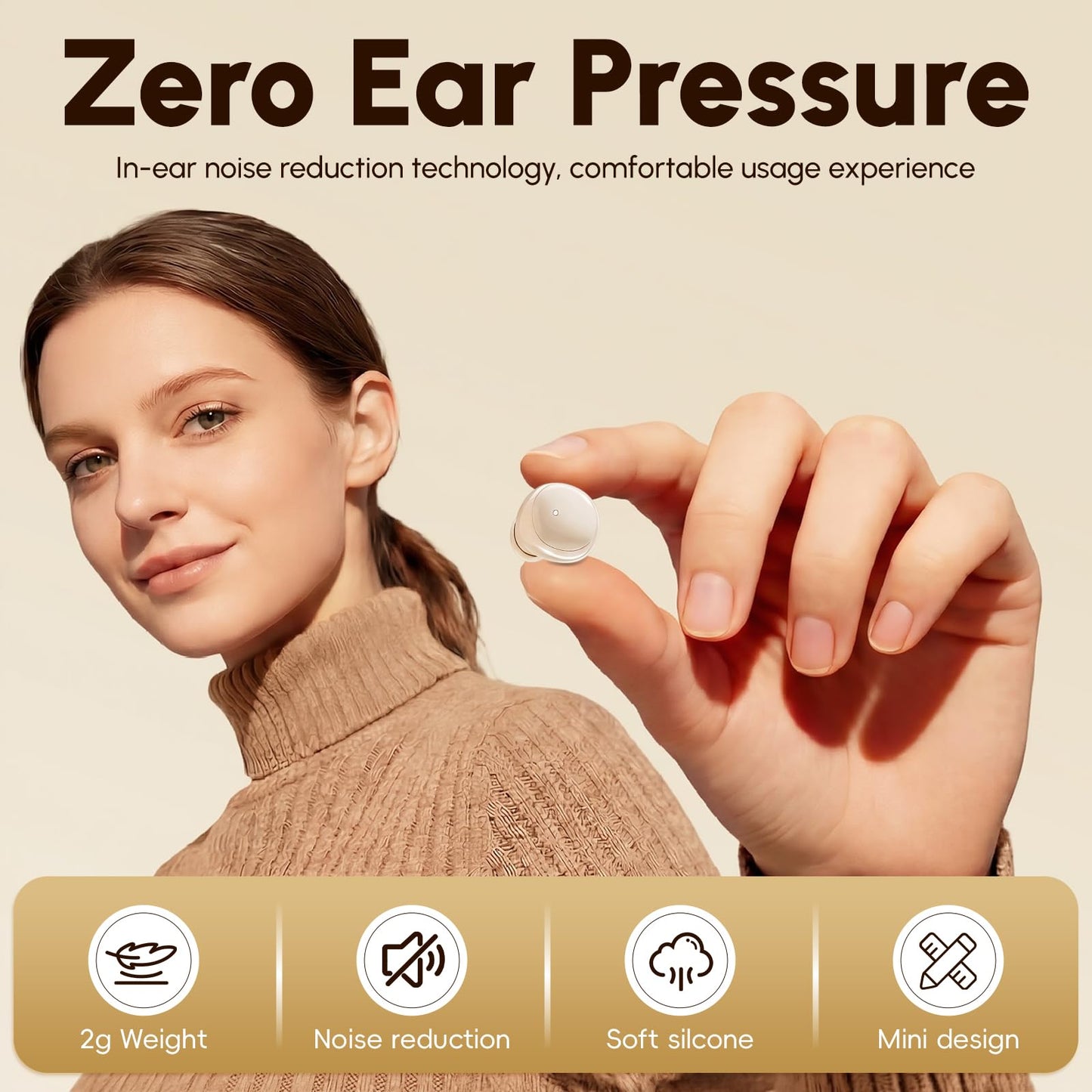 Sleep Earbuds for Side Sleepers, 2 in 1 Mini Earbuds Wireless Bluetooth for Sleeping, Discreet in-Ear Earphones for Small Ear Canals, Noise