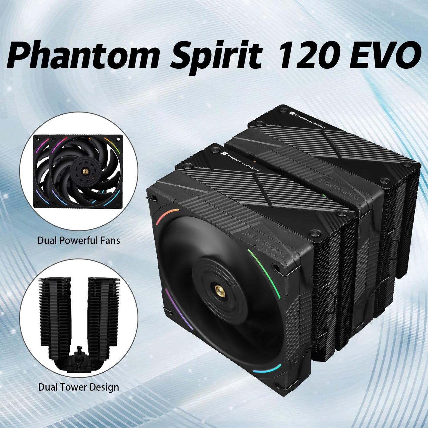 Thermalright Phantom Spirit 120 EVO CPU Air Cooler, 7 Heat Pipes CPU Cooler, Dual 120mm TL-K12 PWM Fan, AGHP 4.0 Technology, S-FDB Bearing, for AMD