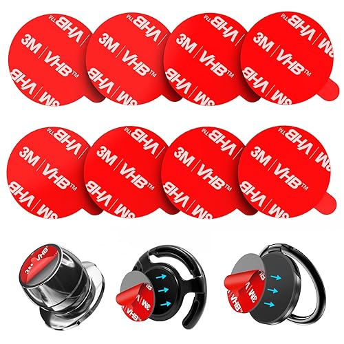 pop-tech Sticky Adhesive Replacement for Magnetic Car Mount, 8PCS Circular Heat Resistant Double Sided Strong Sticker Pads for Magnet Cell Phone Stand