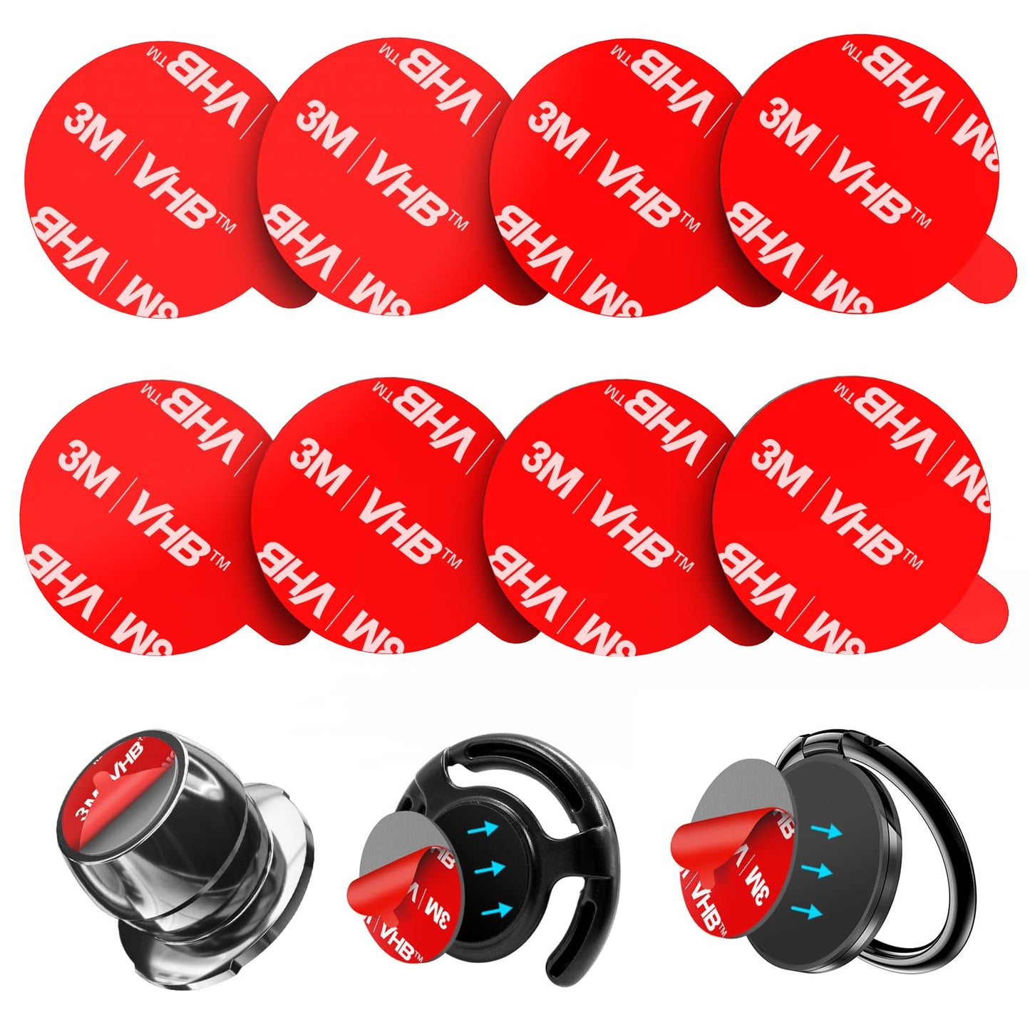 pop-tech Sticky Adhesive Replacement for Magnetic Car Mount, 8PCS Circular Heat Resistant Double Sided Strong Sticker Pads for Magnet Cell Phone Stand