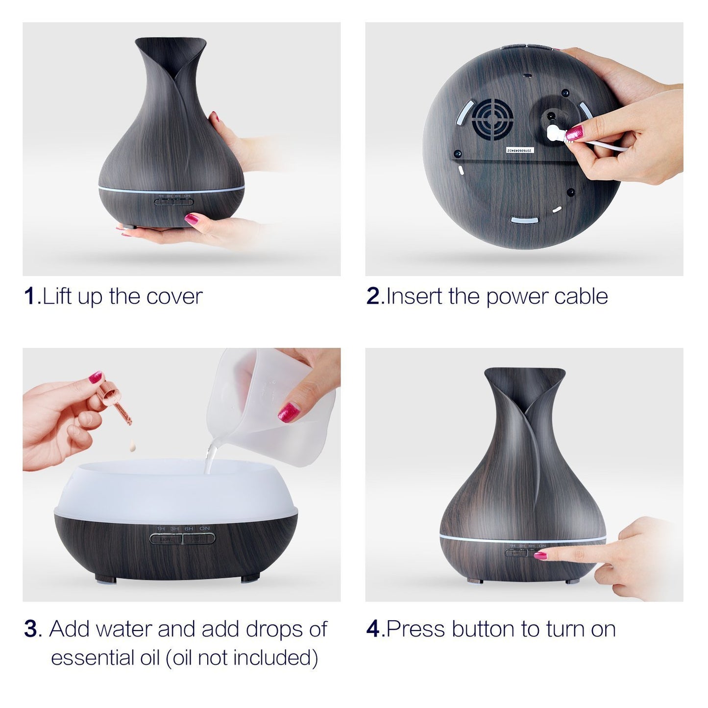 Aroma Essential Oil Diffuser with Wood Grain and Wonderful 7 Color Changing LED Lights for Home Spa Yoga Baby