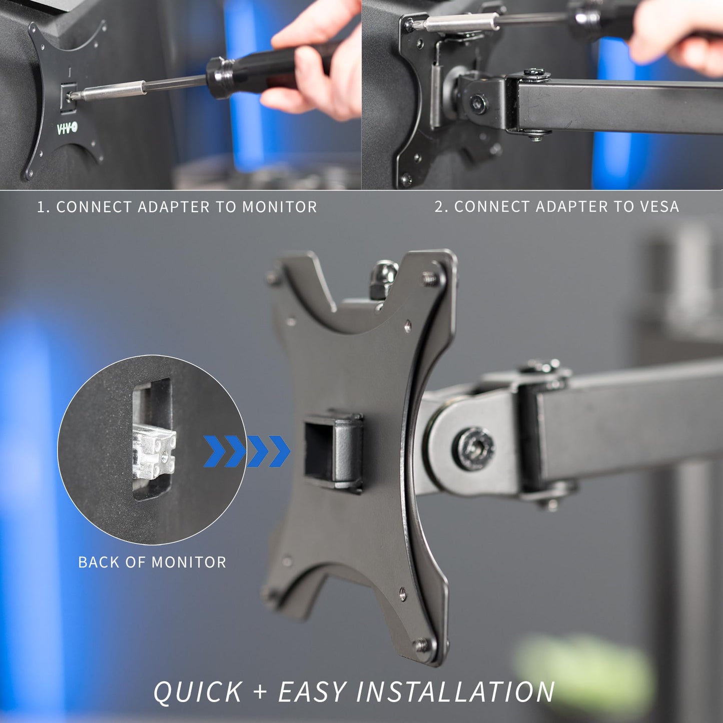 VIVO VESA Adapter Plate Bracket, Designed for Sceptre C25, C30, and C34 Monitors, VESA up to 100x100, Black, MOUNT-SRC30