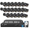 PANOOB 32 Channel Security Camera System, 20pcs 5MP PoE IP Bullet Camera, Smart Color Night Vision, 2 Way Audio Talking, AI Human Vehicle Detection