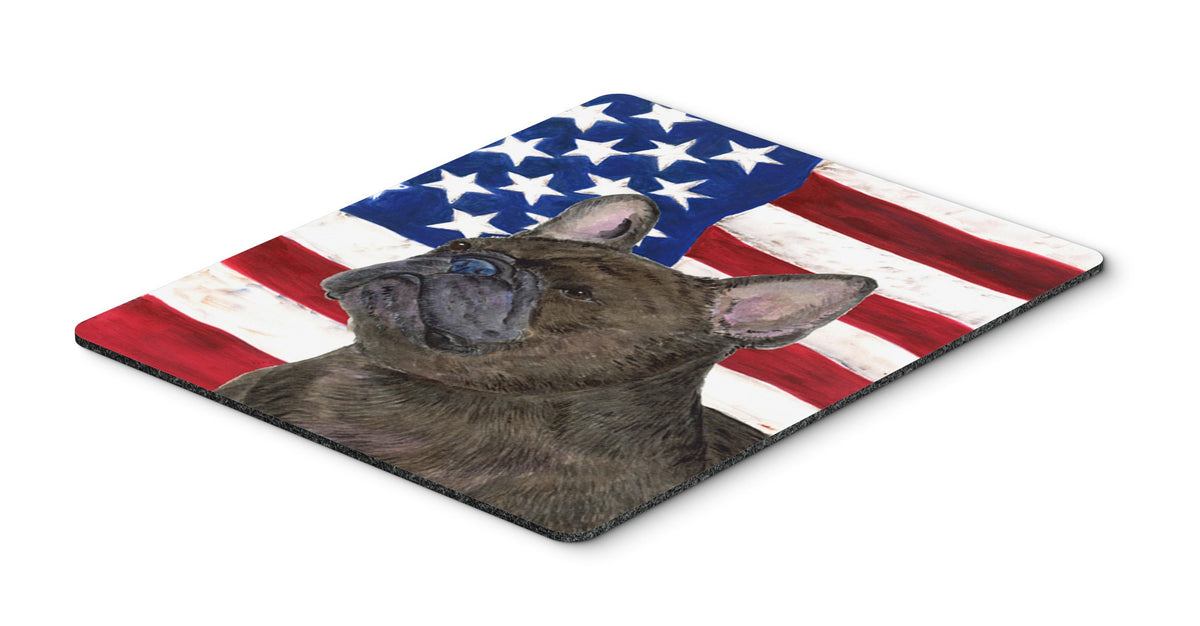 Caroline's Treasures SS4003MP USA American Flag with French Bulldog Mouse Pad, Hot Pad or Trivet, Large, Multicolor